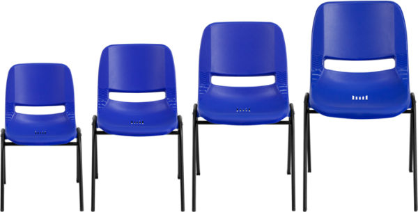 Nice HERCULES Series 880 lb. Capacity Ergonomic Shell Stack Chair w/ Frame Ergonomically Contoured Design with Blue Plastic Back and Seat classroom furniture near  Winter Park at Capital Office Furniture