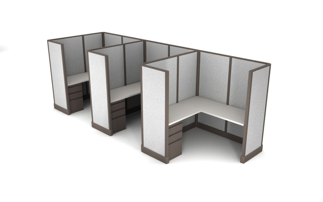3Pack Inline Office Cubicles 5×5 L Shape Workstations