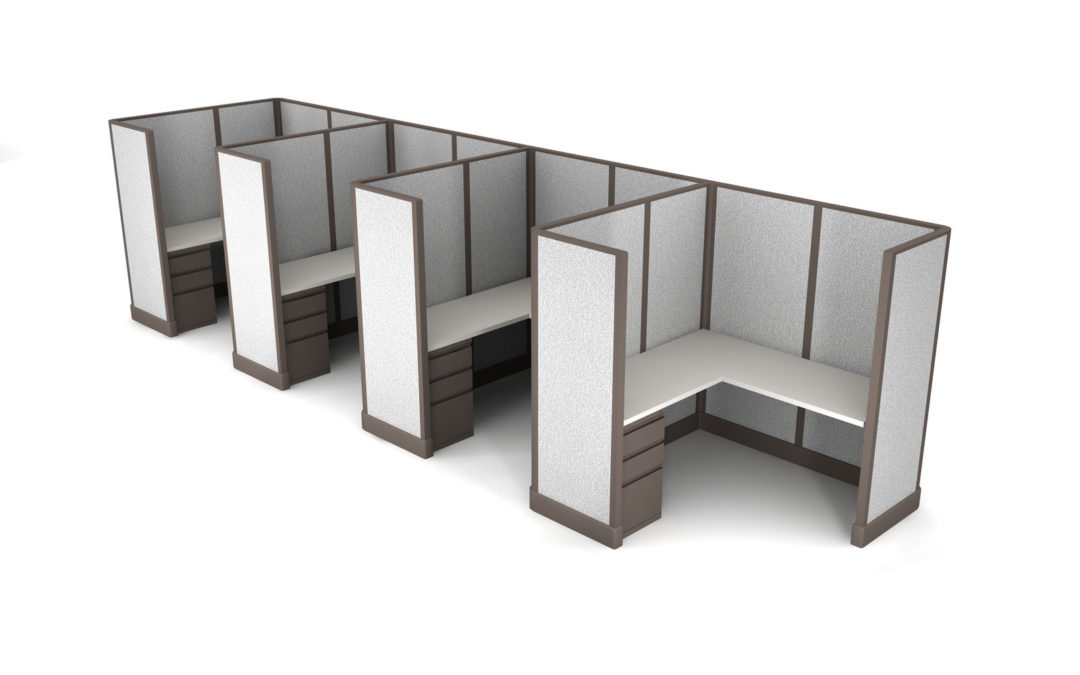 4Pack Cluster Office Cubicles 6×6 L Shape Workstations