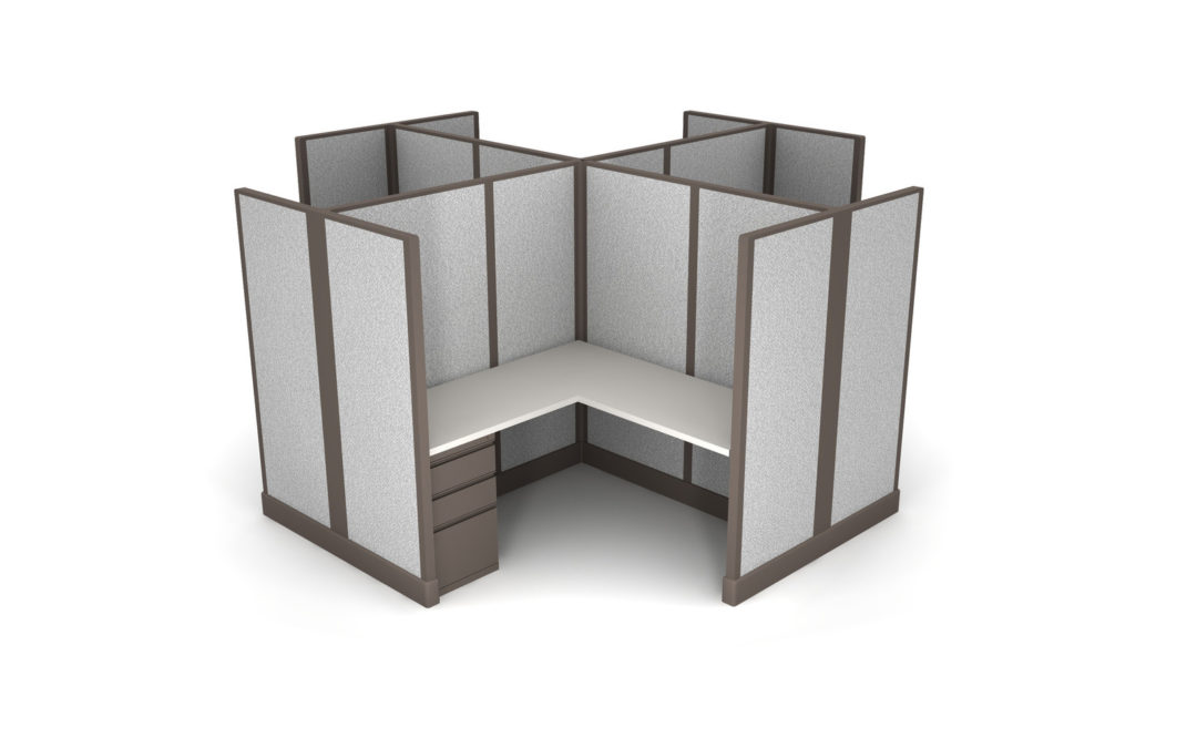 4Pack Cluster Office Cubicles 6×6 L Shape Workstations